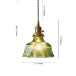 Vintage 1 - Light Striped Glass Flower - Shaped Pendant Light - LightfixturesUAE