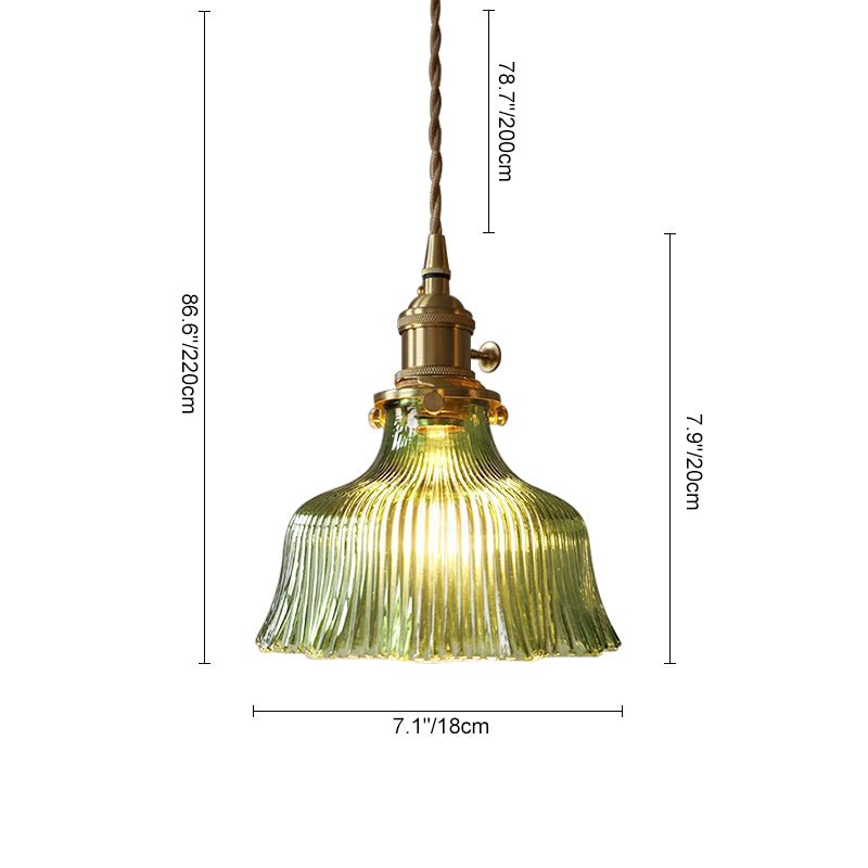 Vintage 1 - Light Striped Glass Flower - Shaped Pendant Light - LightfixturesUAE