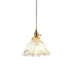 Vintage 1 - Light Striped Glass Flower - Shaped Pendant Light - LightfixturesUAE