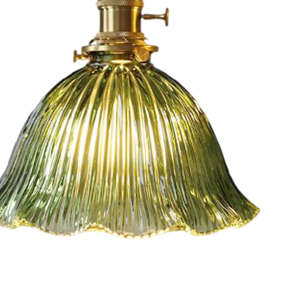 Vintage 1 - Light Striped Glass Flower - Shaped Pendant Light - LightfixturesUAE