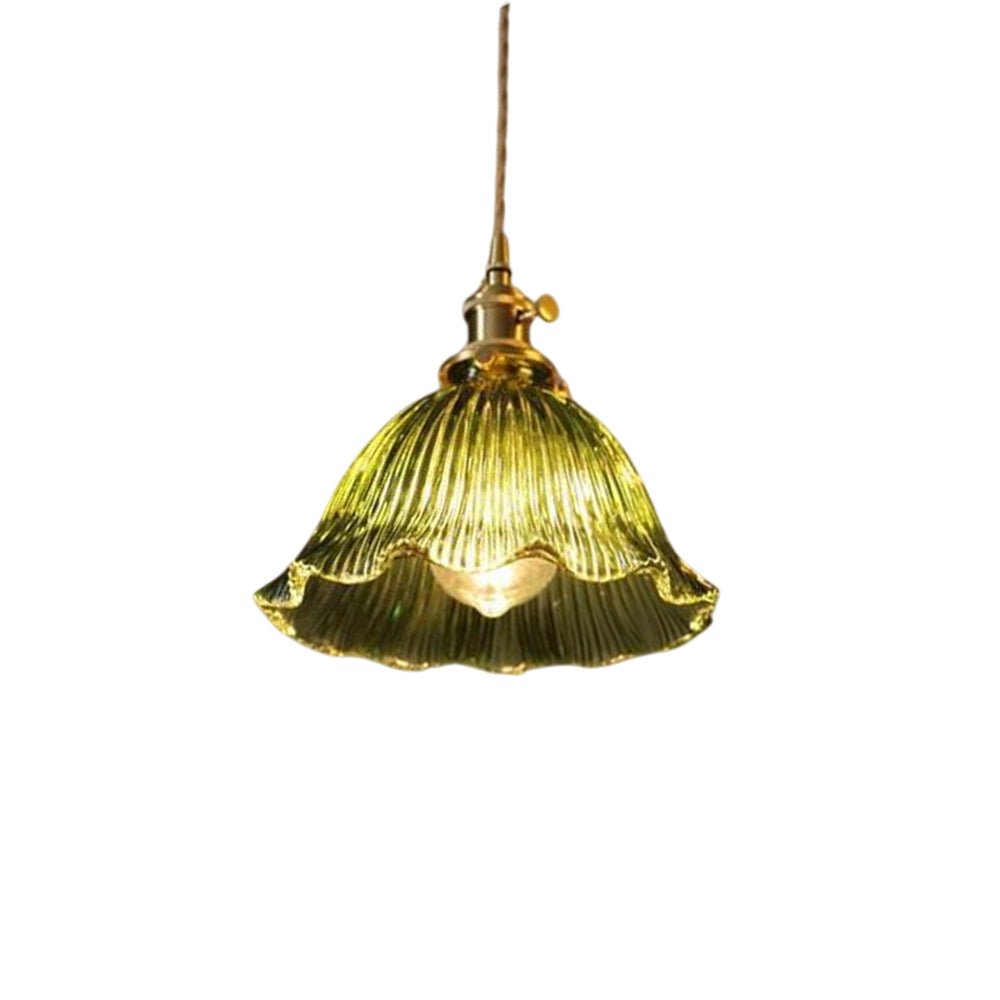 Vintage 1 - Light Striped Glass Flower - Shaped Pendant Light - LightfixturesUAE