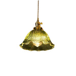 Vintage 1 - Light Striped Glass Flower - Shaped Pendant Light - LightfixturesUAE