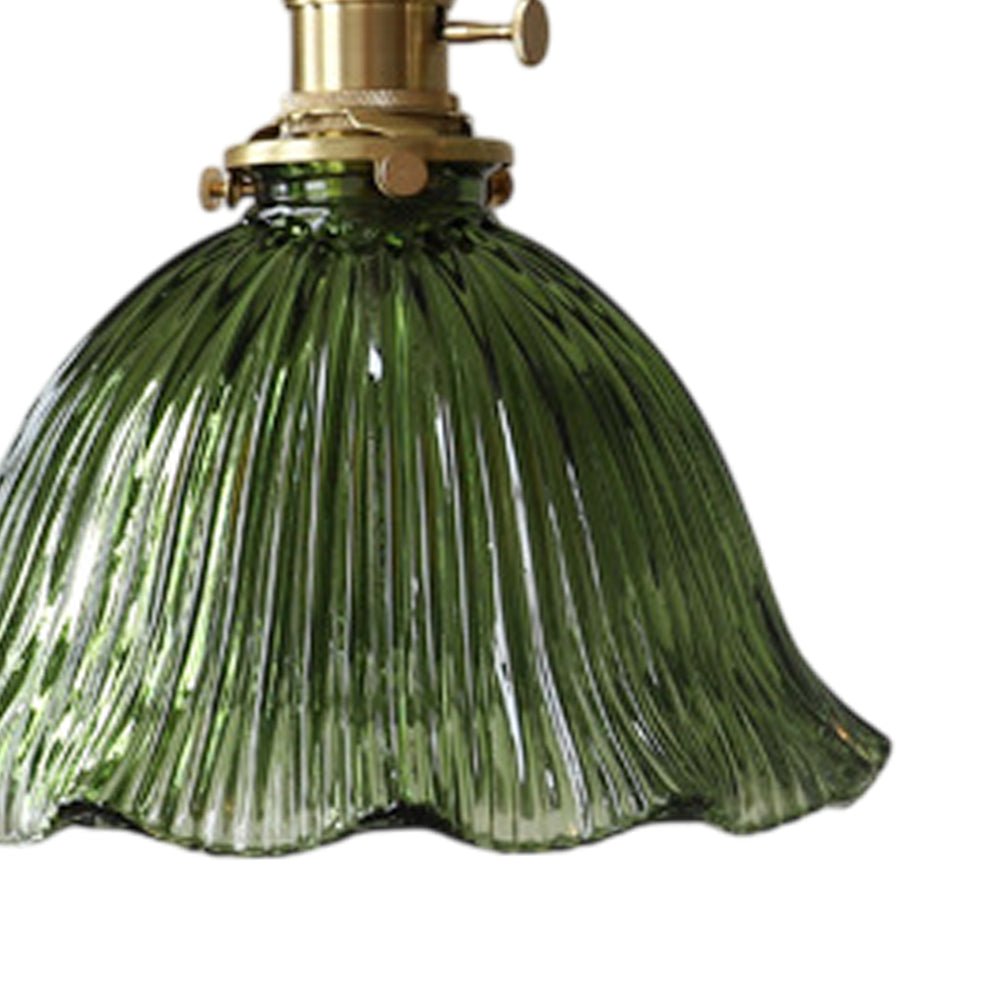 Vintage 1 - Light Striped Glass Flower - Shaped Pendant Light - LightfixturesUAE