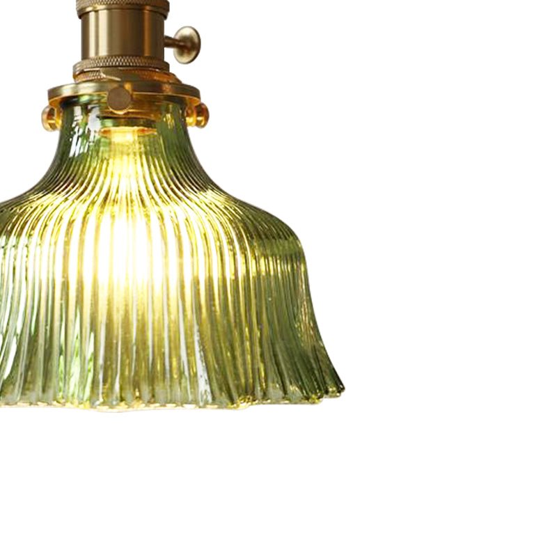 Vintage 1 - Light Striped Glass Flower - Shaped Pendant Light - LightfixturesUAE