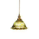 Vintage 1 - Light Striped Glass Flower - Shaped Pendant Light - LightfixturesUAE