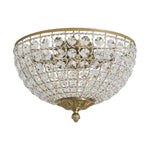 Vintage 3 - Light Brass Crystal Dome - Shaped Cage Flush Mount Ceiling Light - LightfixturesUAE