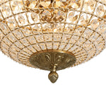 Vintage 3 - Light Brass Crystal Dome - Shaped Cage Flush Mount Ceiling Light - LightfixturesUAE
