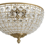 Vintage 3 - Light Brass Crystal Dome - Shaped Cage Flush Mount Ceiling Light - LightfixturesUAE