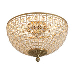 Vintage 3 - Light Brass Crystal Dome - Shaped Cage Flush Mount Ceiling Light - LightfixturesUAE