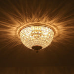 Vintage 3 - Light Brass Crystal Dome - Shaped Cage Flush Mount Ceiling Light - LightfixturesUAE