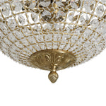 Vintage 3 - Light Brass Crystal Dome - Shaped Cage Flush Mount Ceiling Light - LightfixturesUAE