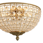 Vintage 3 - Light Brass Crystal Dome - Shaped Cage Flush Mount Ceiling Light - LightfixturesUAE