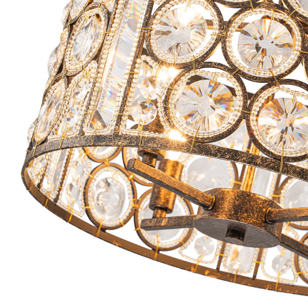 Vintage 4 - Light Drum Crystal Pendant Chandelier - LightfixturesUAE