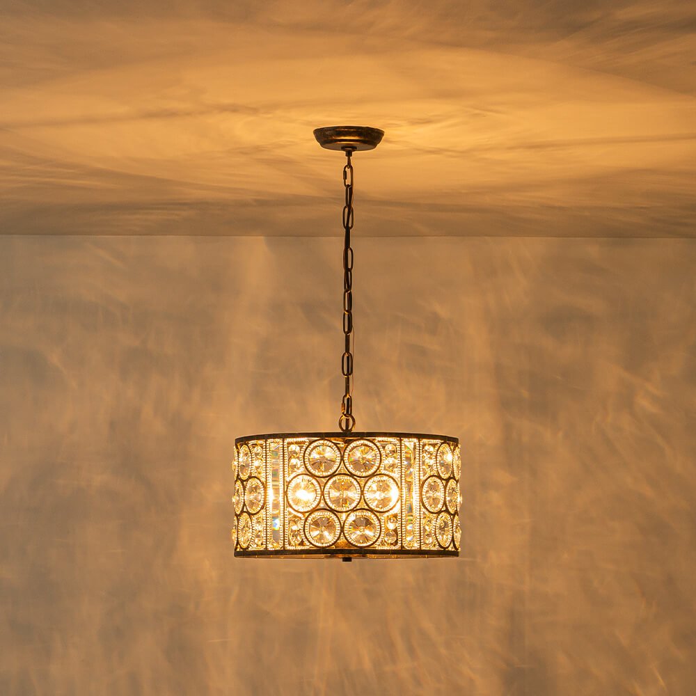 Vintage 4 - Light Drum Crystal Pendant Chandelier - LightfixturesUAE