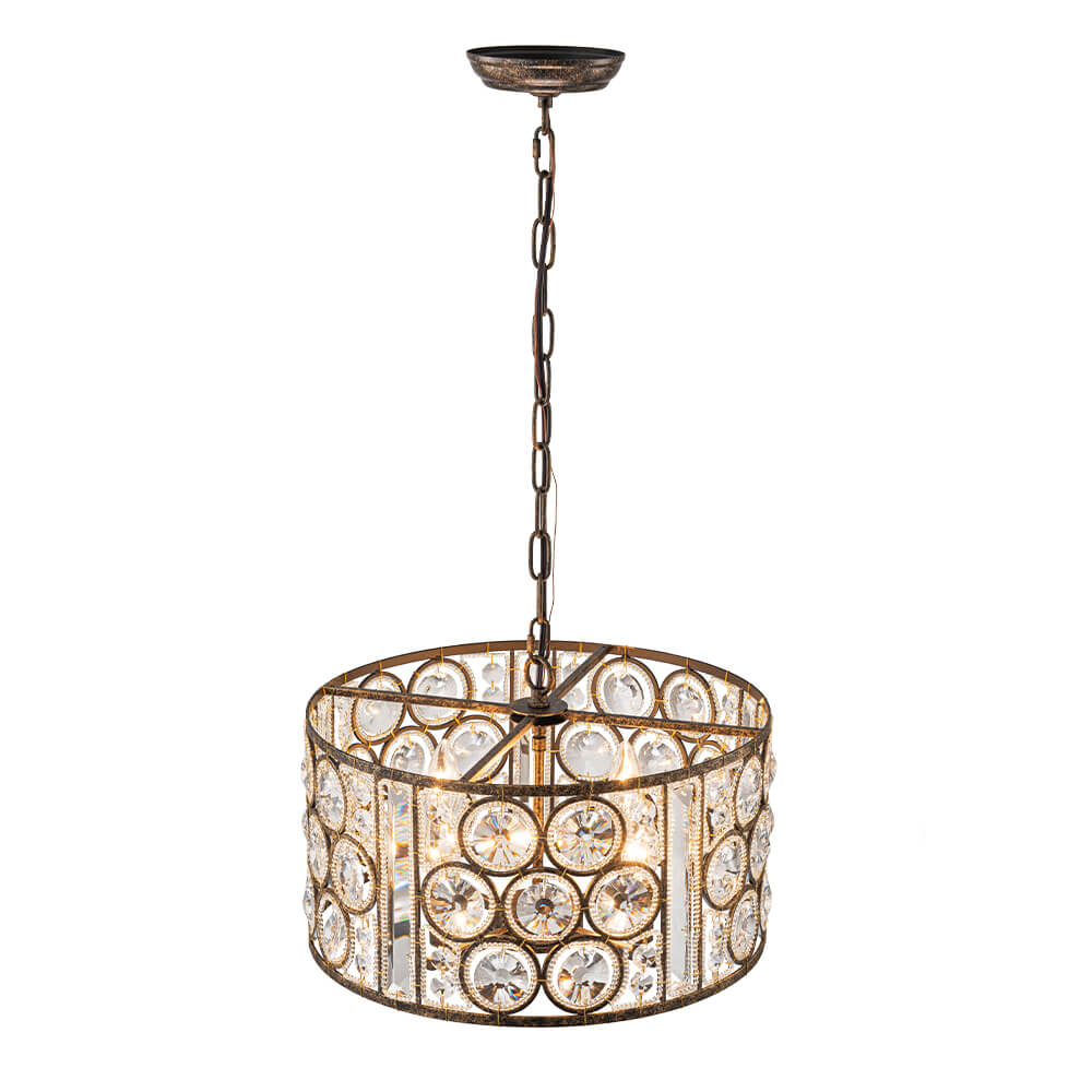 Vintage 4 - Light Drum Crystal Pendant Chandelier - LightfixturesUAE