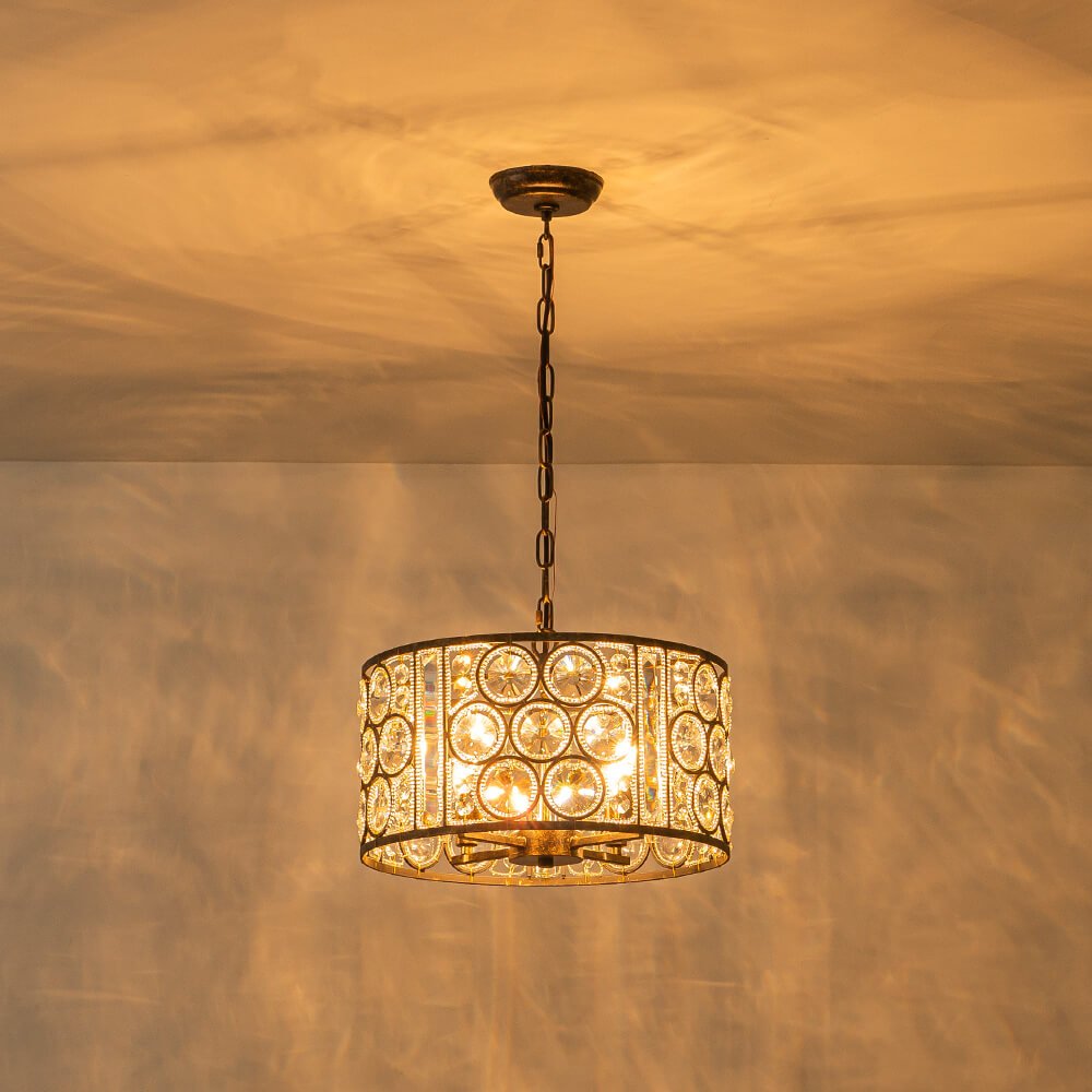 Vintage 4 - Light Drum Crystal Pendant Chandelier - LightfixturesUAE