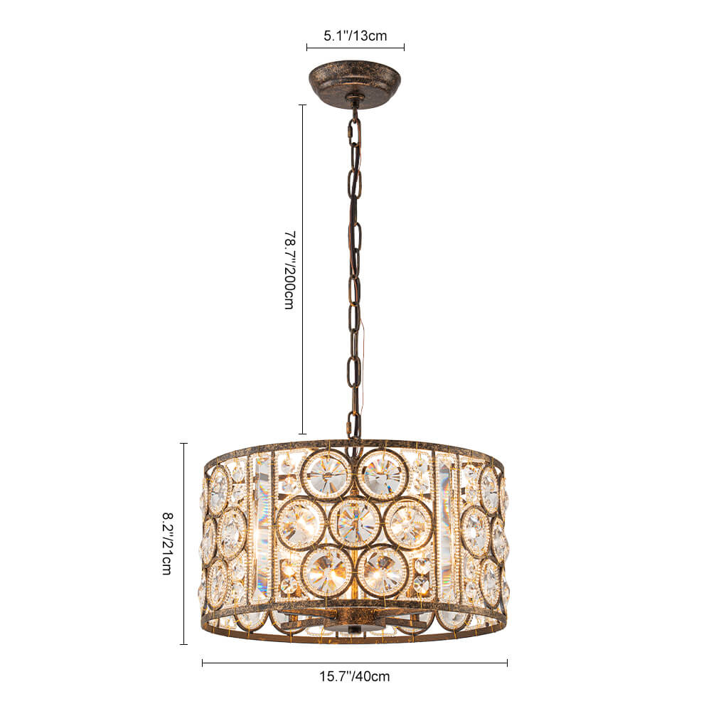 Vintage 4 - Light Drum Crystal Pendant Chandelier - LightfixturesUAE