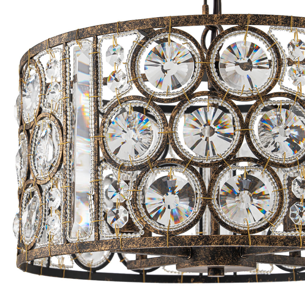 Vintage 4 - Light Drum Crystal Pendant Chandelier - LightfixturesUAE