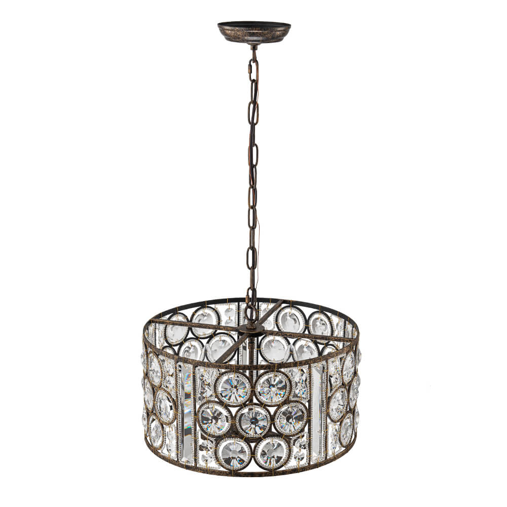 Vintage 4 - Light Drum Crystal Pendant Chandelier - LightfixturesUAE