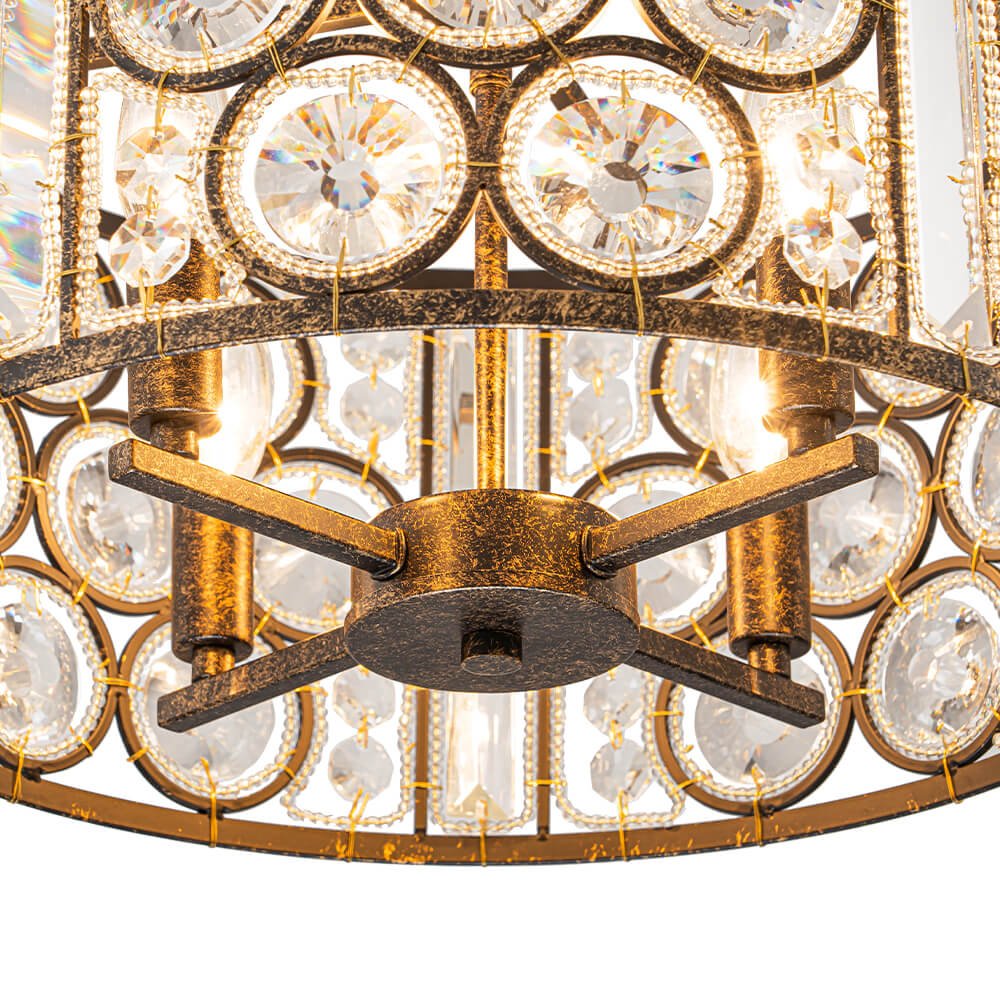 Vintage 4 - Light Drum Crystal Pendant Chandelier - LightfixturesUAE