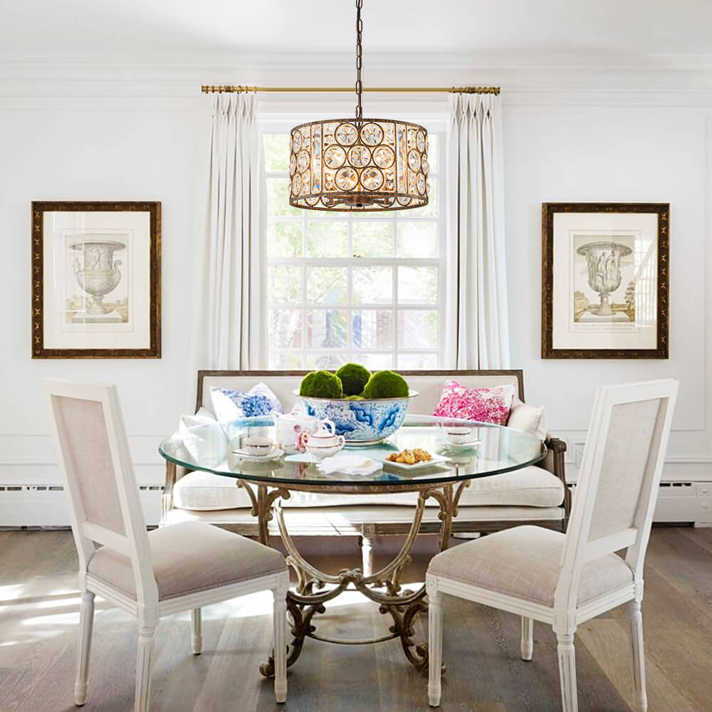 Vintage 4 - Light Drum Crystal Pendant Chandelier - LightfixturesUAE