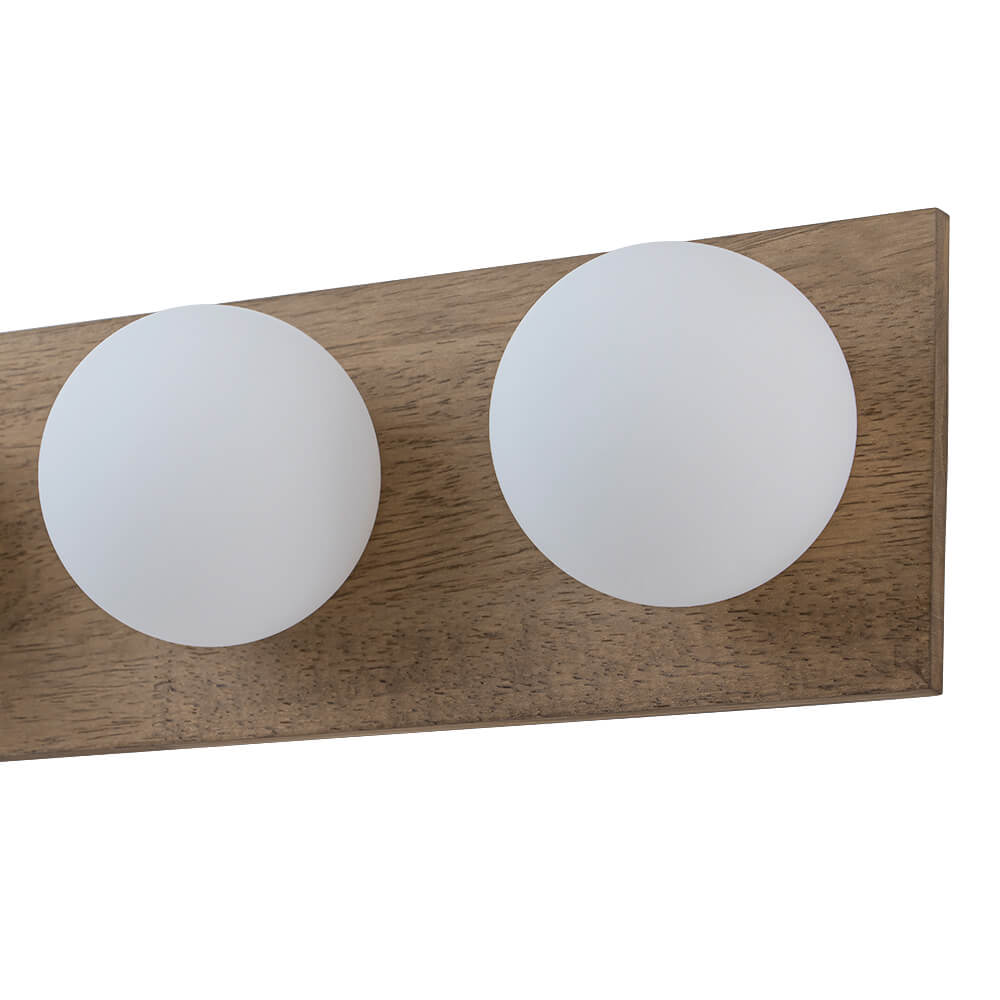 Vintage 4 - Light Oak Wood Glass Globe Vanity Wall Sconce - LightfixturesUAE