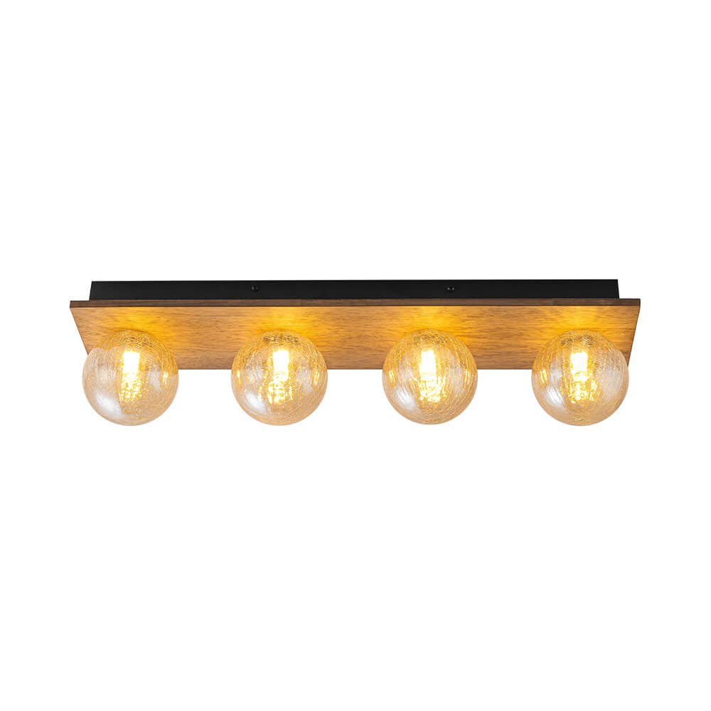 Vintage 4 - Light Oak Wood Glass Globe Vanity Wall Sconce - LightfixturesUAE
