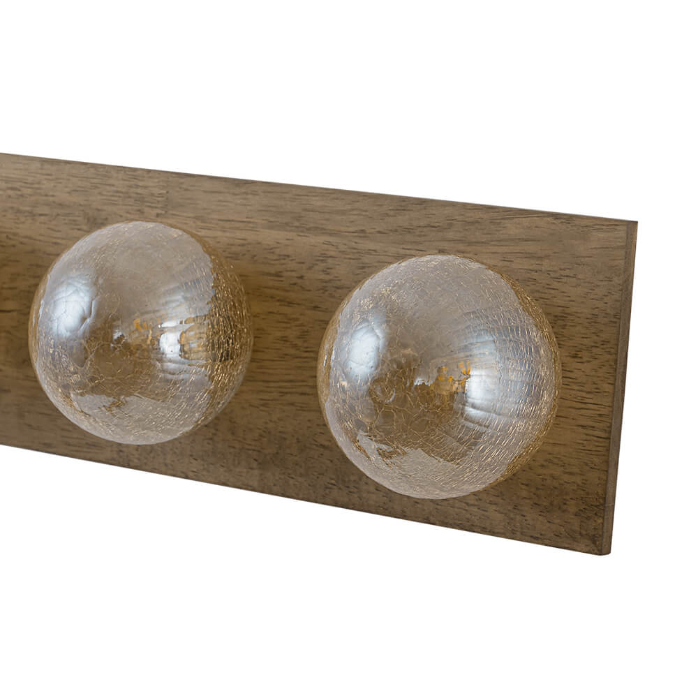 Vintage 4 - Light Oak Wood Glass Globe Vanity Wall Sconce - LightfixturesUAE