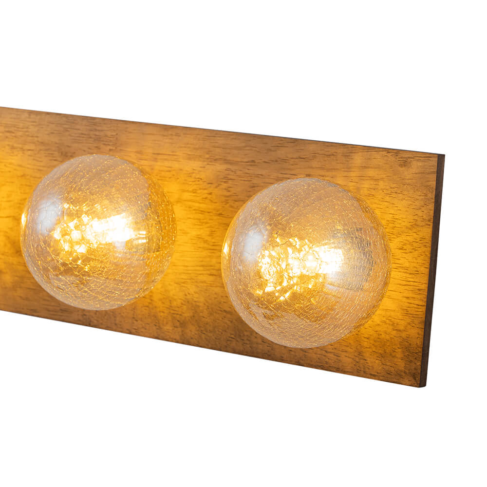Vintage 4 - Light Oak Wood Glass Globe Vanity Wall Sconce - LightfixturesUAE