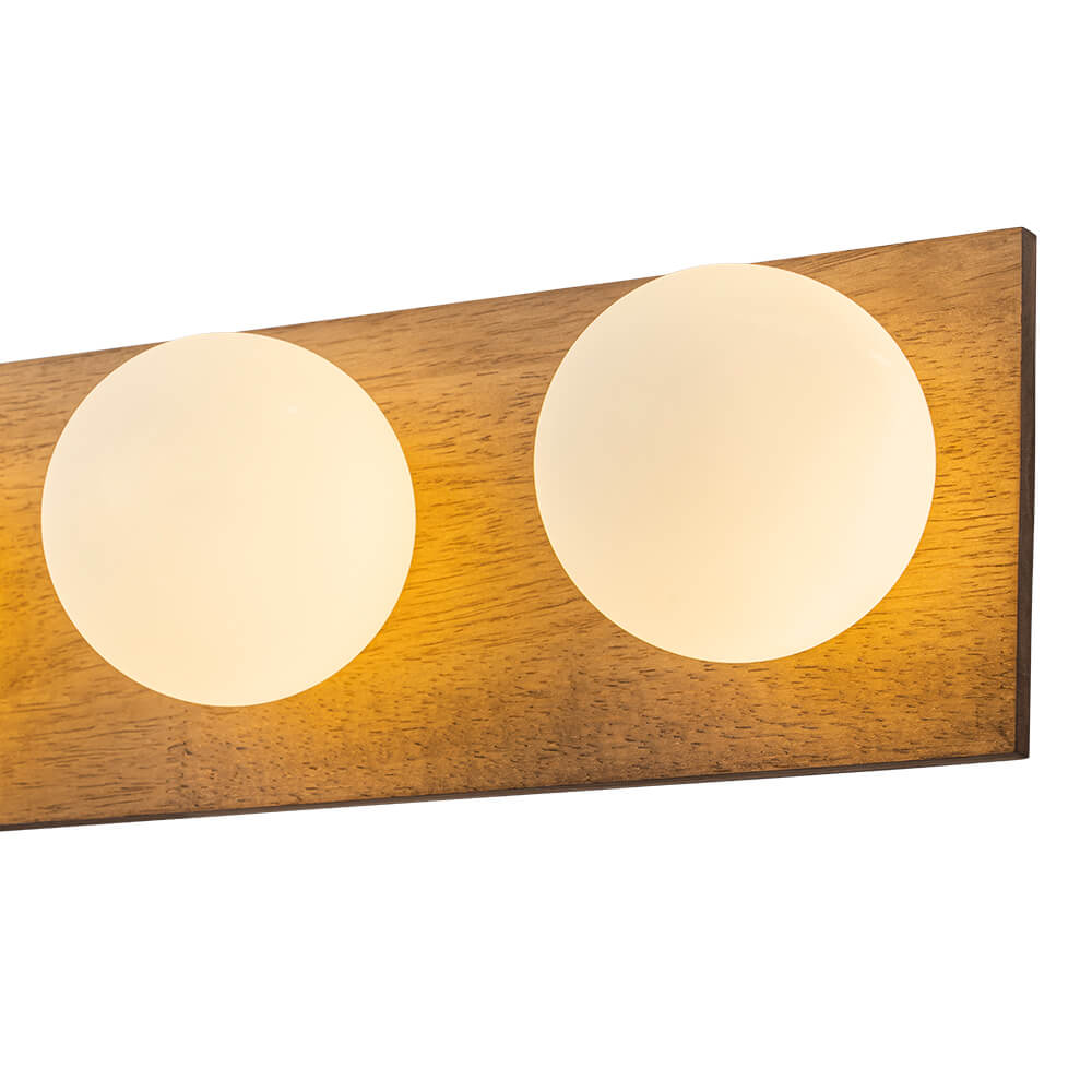 Vintage 4 - Light Oak Wood Glass Globe Vanity Wall Sconce - LightfixturesUAE