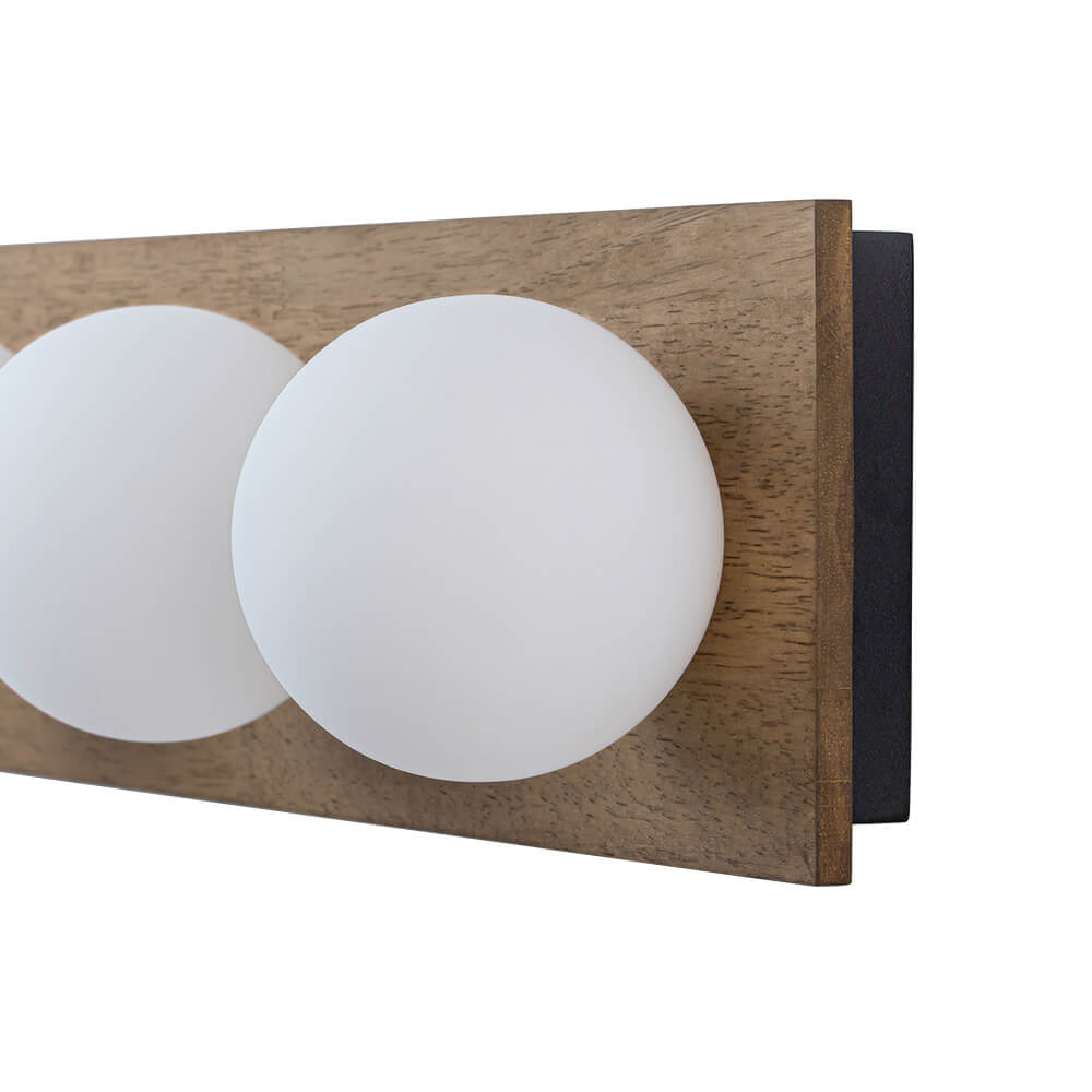 Vintage 4 - Light Oak Wood Glass Globe Vanity Wall Sconce - LightfixturesUAE