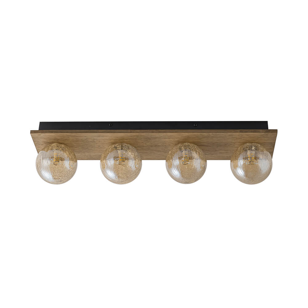 Vintage 4 - Light Oak Wood Glass Globe Vanity Wall Sconce - LightfixturesUAE