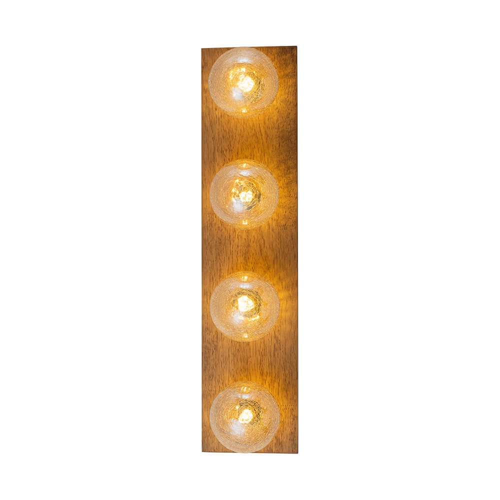 Vintage 4 - Light Oak Wood Glass Globe Vanity Wall Sconce - LightfixturesUAE