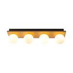 Vintage 4 - Light Oak Wood Glass Globe Vanity Wall Sconce - LightfixturesUAE