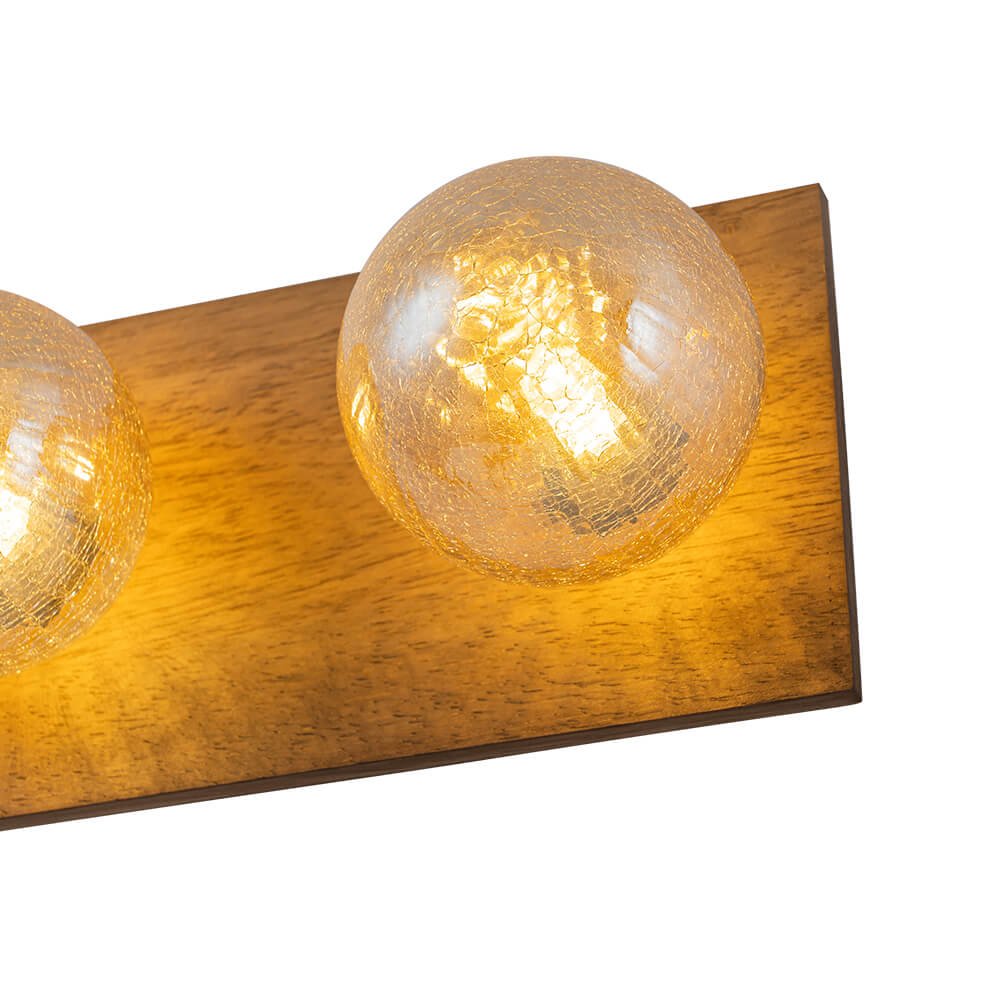 Vintage 4 - Light Oak Wood Glass Globe Vanity Wall Sconce - LightfixturesUAE