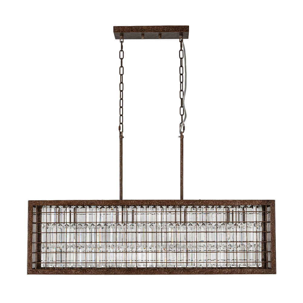 Vintage Farmhouse 4 - Light Rectangle Island Crystal Chandelier - LightfixturesUAE