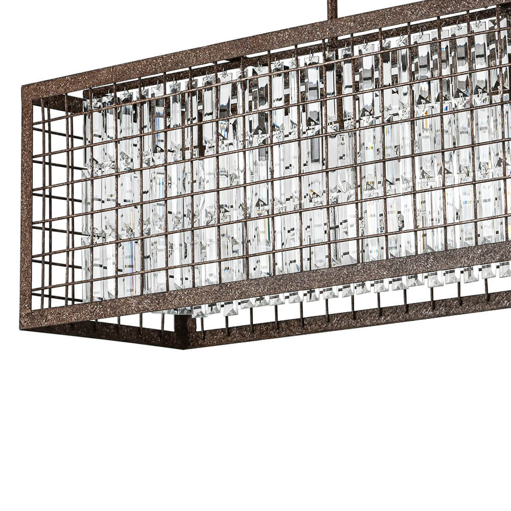 Vintage Farmhouse 4 - Light Rectangle Island Crystal Chandelier - LightfixturesUAE