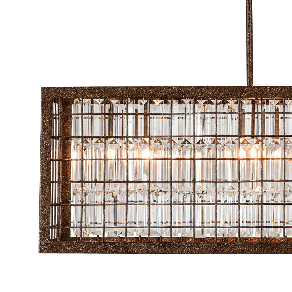 Vintage Farmhouse 4 - Light Rectangle Island Crystal Chandelier - LightfixturesUAE