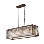 Vintage Farmhouse 4 - Light Rectangle Island Crystal Chandelier - LightfixturesUAE