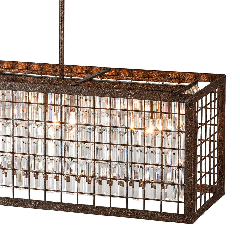 Vintage Farmhouse 4 - Light Rectangle Island Crystal Chandelier - LightfixturesUAE