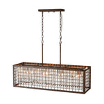 Vintage Farmhouse 4 - Light Rectangle Island Crystal Chandelier - LightfixturesUAE