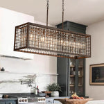 Vintage Farmhouse 4 - Light Rectangle Island Crystal Chandelier - LightfixturesUAE