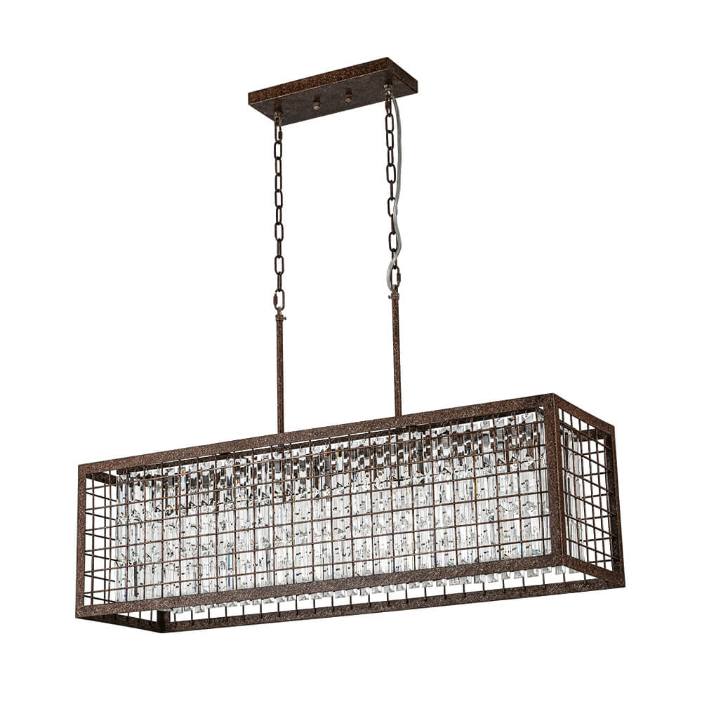 Vintage Farmhouse 4 - Light Rectangle Island Crystal Chandelier - LightfixturesUAE
