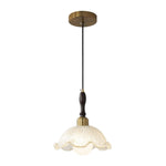 Vintage French 1 - Light Ruffled Gold - Leaf Resin Pendant Light - LightfixturesUAE