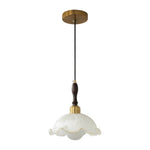 Vintage French 1 - Light Ruffled Gold - Leaf Resin Pendant Light - LightfixturesUAE