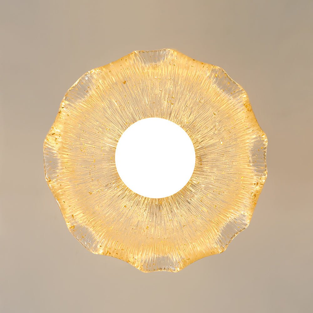 Vintage French 1 - Light Ruffled Gold - Leaf Resin Pendant Light - LightfixturesUAE