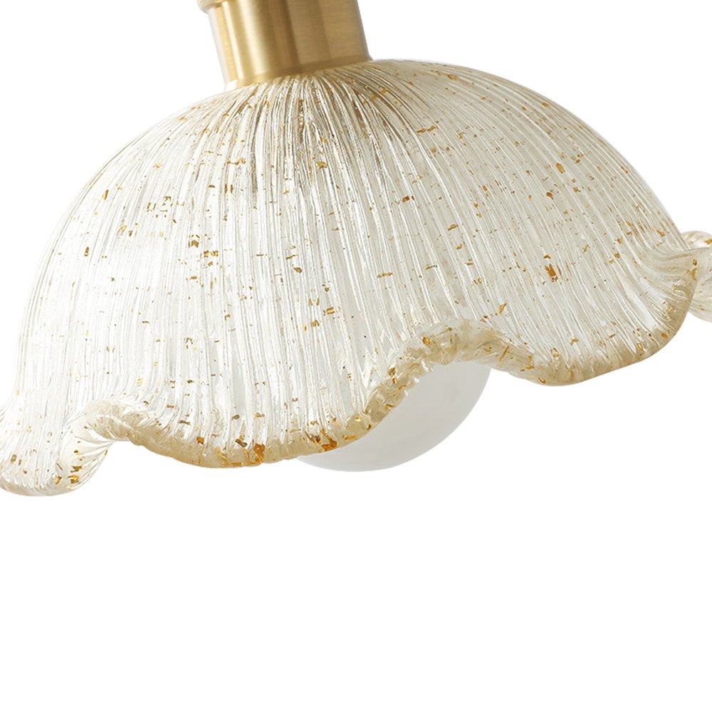 Vintage French 1 - Light Ruffled Gold - Leaf Resin Pendant Light - LightfixturesUAE