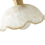 Vintage French 1 - Light Ruffled Gold - Leaf Resin Pendant Light - LightfixturesUAE