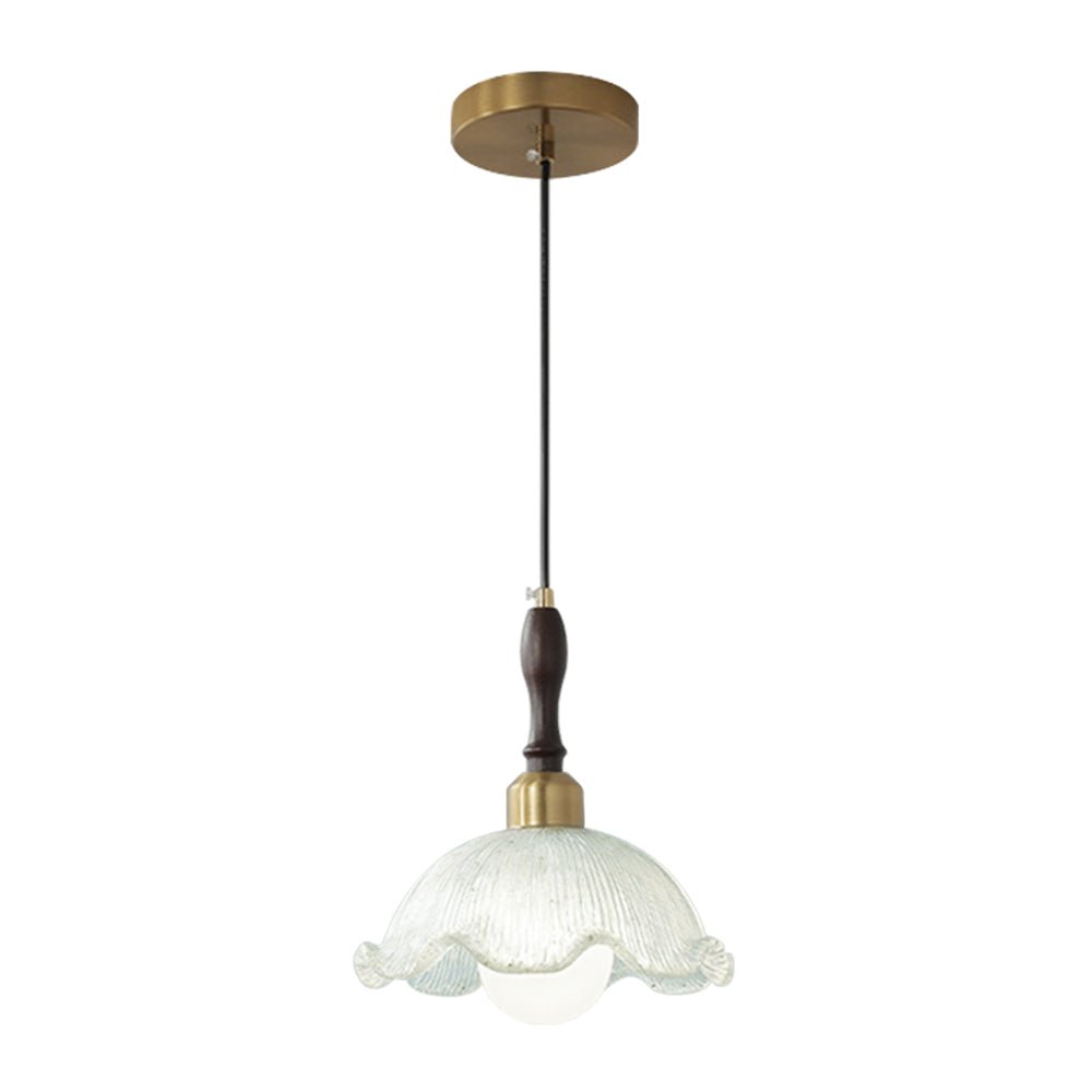 Vintage French 1 - Light Ruffled Gold - Leaf Resin Pendant Light - LightfixturesUAE