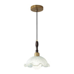 Vintage French 1 - Light Ruffled Gold - Leaf Resin Pendant Light - LightfixturesUAE